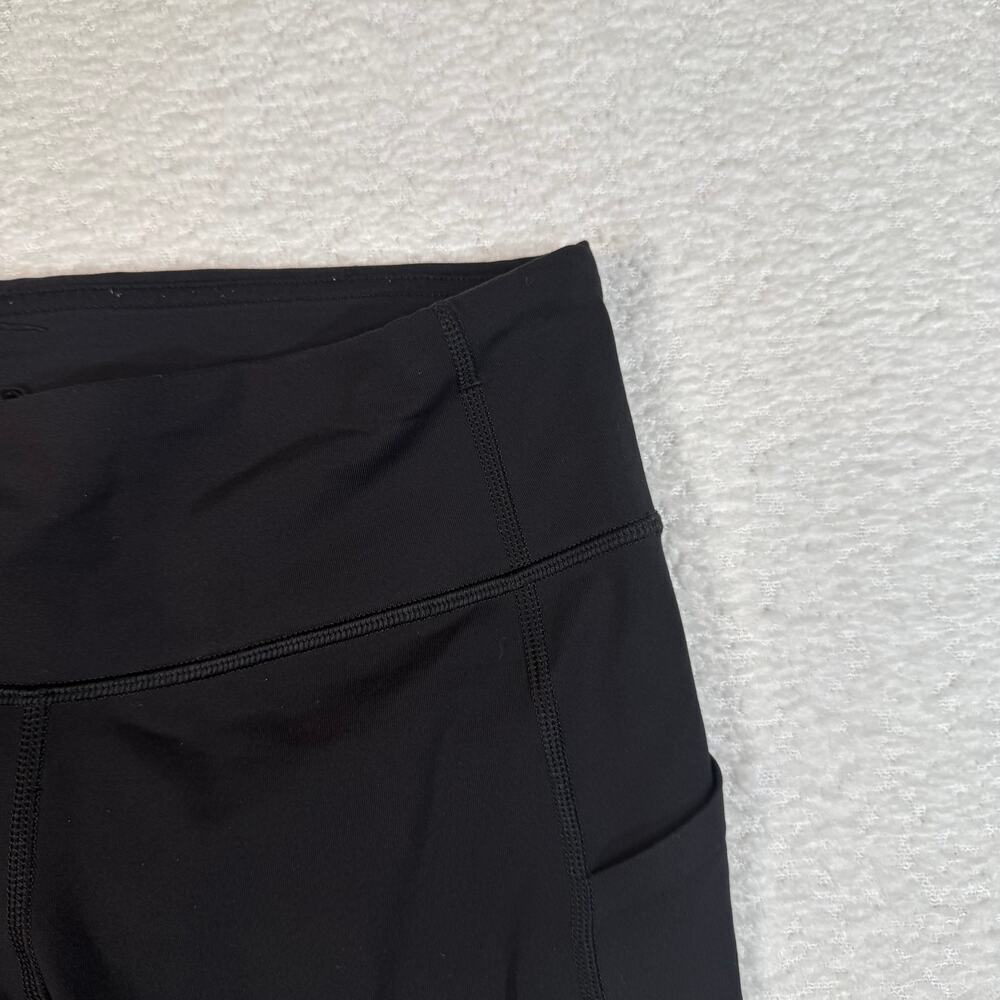 Lululemon Crop Leggings Run Inspire II Pocket Solid Black Mesh Panel Womens Sz 4 - Picture 3 of 9